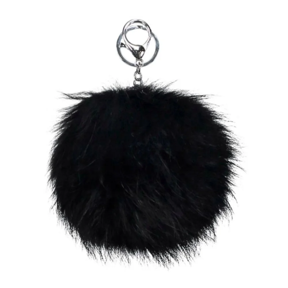 Black Fluffy Keychain Pom Pom